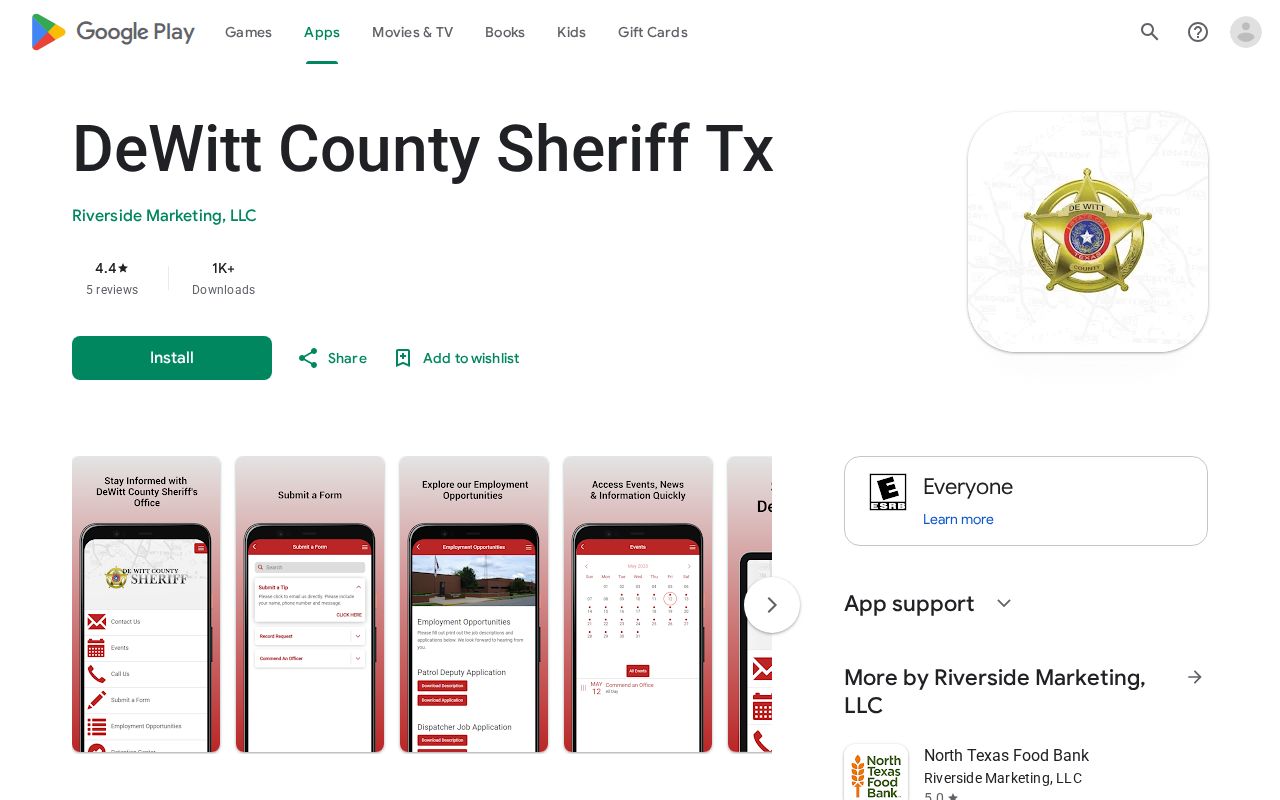 Official DeWitt County Sheriff app feature listing